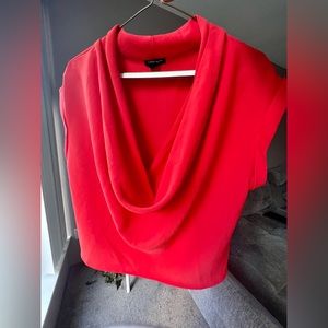 Gorgeous cowl neck cropped top in Coral.